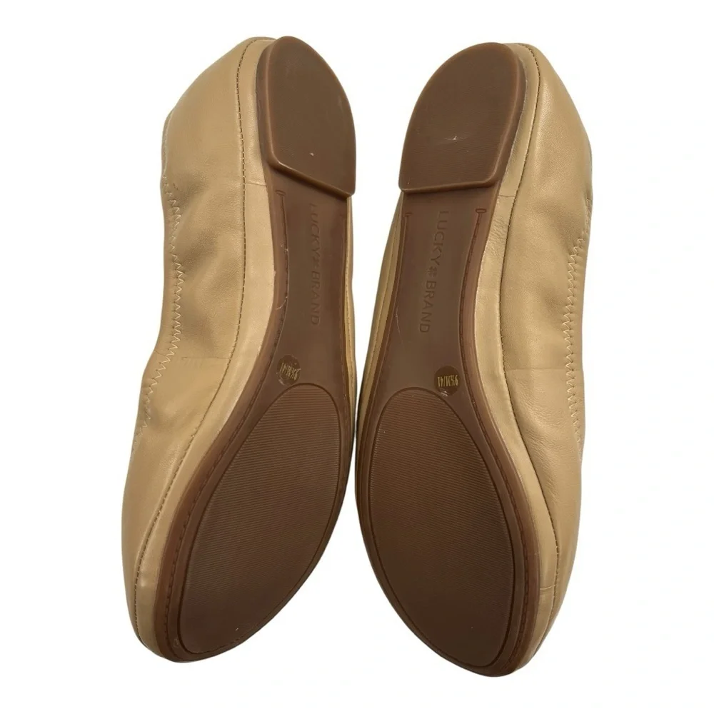 Lucky Brand Women's Beige Leather Ballet Flats Size 9.5 Preowned Like New